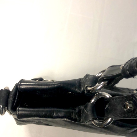 MICHAEL KORS Black Leather Buckle Accents Slim Crossbody Bag silver hardware - Picture 6 of 16